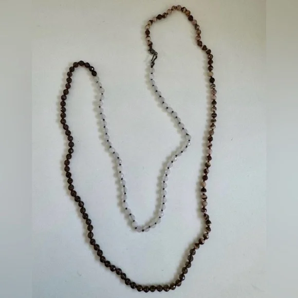 Chan Luu Elegant Brown and White Beaded Necklace - Picture 3 of 10